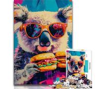 Koala Eating A Hamburger 1000 Piece Jigsaw Puzzle for Adults Teens,Decompressing Intellectual Educational Toy Birthday Present,Gifts,Wall Art (75x50cm)