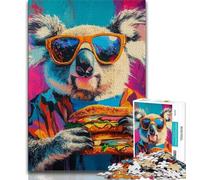 Koala Eating A Hamburger 1000 Piece Jigsaw Puzzles for Adults Gifts,for Educational Game Challenge Toy Unique Home Decor And Gifts (75x50cm)