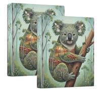 Koala Eucalyptus Safari Collage Heavy-Duty Binders with Pockets 1 Pack 1.5 Inch Assorted Binders Office Organizer Hardcover
