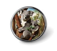 Koala Family Badges Pin, Personalized Exquisite Round Badge, 1 Inch Button Pins for Women And Men, Decorative Metal Round Brooch for Clothing, Backpacks, And Hats