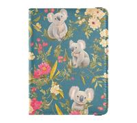 Koala Flowers Retro Green Leather Passport and Vaccine Card Holder Combo Wallet Passport Holder Lightweight
