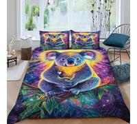 Koala Galaxy Bedding Set 3D Design Animal Theme Duvet Cover Set Microfiber Quilt Cover Suitable for Family,couple,children with Pillow King（220x240cm）