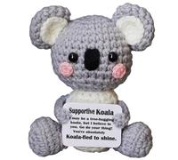 Koala Gifts, Crochet Positive Emotional Support Koala- Handmade Emotional Cheer Support Funny Gifts for Friend Coworker Birthday Christmas Stocking Stuffer White Elephant Under 10 Dollars