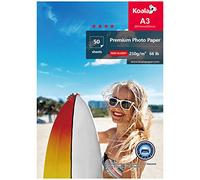 KOALA Glossy Photo Paper A3 Size 297x420mm 250gsm 50 Sheets with Premium High Glossy Advanced Resin Coated for Canon Hp Epson Inkjet Printer