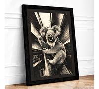 Koala Halo Japandi Framed Wall Art Print A2 (59.4×42cm) Black, Wall Decor for Living Room, Bedroom, Office & Home, Ready to Hang, Art Gift