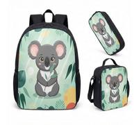 Koala Heart Rose 17 Inch Backpack 3 Piece Set, Cute Floral Animal Print School Bag Set for Girls, Vibrant Jungle Childrens Rucksack (05)