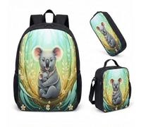Koala Heart Rose 17 Inch Backpack 3 Piece Set, Cute Floral Animal Print School Bag Set for Girls, Vibrant Jungle Childrens Rucksack (13)