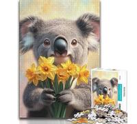 Koala Holding A Flower Jigsaw Puzzles for Adults 1000 Pieces,Stress Reliever Difficult Challenge Suitable for Desktop Decoration (38x26cm)