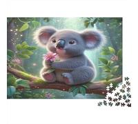 Koala Holding Flower 1000pcs Jigsaw Puzzles for Adults 12+, Thick Cardboard, Koala on Branch, Mental Workout Fun, Stress Relief Meditation, for Men Women & Lovers 38x26cm/1000pcs