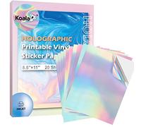 Koala Holographic Sticker Paper for Inkjet Printer - 20 Sheets 8.5x11 Inch, Rainbow Printable Vinyl Sticker Paper, Waterproof, Vivid Color, Tear Resistant
