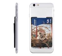 Koala in Amusement Park Phone Wallet, Stick On Card Holder for Back of Phone Case - Leather Cell Phone Card Wallet Sleeve Adhesive Phone Pocket - Compatible with Most Cell Phones