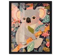 Koala in the Leaves Shadowbox Print Zoo Art by Art Remedy, Black Frame, 16 x 20