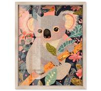 Koala in the Leaves Shadowbox Print Zoo Art by Art Remedy, Blonde Frame, 24 x 30