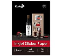 KOALA Inkjet Self Adhesive/Sticky Back White Glossy Photo Paper, Label Printing Paper, A4, 50 Sheets