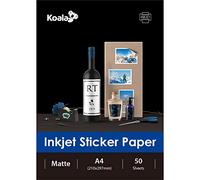 KOALA Inkjet Self Adhesive/Sticky Back White Matte Photo Paper, Label Printing Paper, A4, 50 Sheets