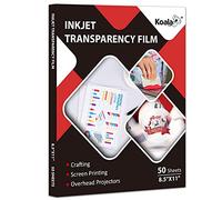 Koala Inkjet Transparency Film 50 Sheets 100% Clear Transparency Paper for Inkjet Printers, for Crafting, Overhead Projector, Screen Printing - 8.5x11 Inches