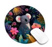 Koala Jungle Dreams Mouse Pad, Vibrant Tropical Flora Design, Non-Slip Rubber Washable Mousepad, Ideal for Home Office and Gaming Round 8x8 Inch