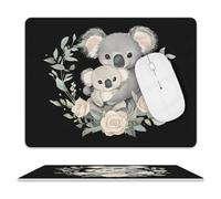 Koala Mama And Little Cute Mouse Pad with Non-Slip Rubber Base Leather Mouse Mat Office Supplies