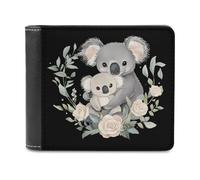 Koala Mama and Little Slim Leather Men's Wallets with 6 Card Holders Minimalist Billfold Travel Purse