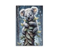 Koala Moonlit Forest Animal Poster with Australian Wildlife And Starry Details Decorative Canvas Family Bedroom Artwork Picture Painting 20x30inch(50x75cm)