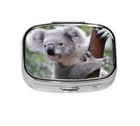 Koala On Branch,Meta Pill Box 2 Compartment Medicine Case,Portable Organizer,Rectangle Meta Portable Organizer Pill Box 274 Compartment Medicine Case
