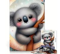 Koala on Crescent Moon Jigsaw Puzzle 1000 Piece for Adults Mind Exercise Stress Relief Family Play Birthday Idea (38x52cm)