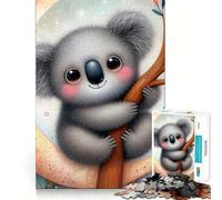 Koala on Crescent Moon Jigsaw Puzzle 1000 Piece for Adults Mind Exercise Stress Relief Family Play Birthday Idea (38x52cm)