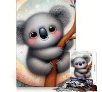 Koala on Crescent Moon Jigsaw Puzzle 1000 Piece Recall Enhancer Thick Material Pattern Assemble Birthday Gift (50x75cm)