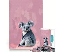 Koala on Pink Background 1000 Pieces Jigsaws Adults Puzzles Cognitive Skill Tension Relief Home Game Home Display (38x26cm)