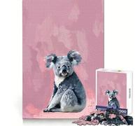Koala on Pink Background Jigsaw Puzzles 1000 Pieces for Teenagers Creative Play Real Thick Real Challenge (50x75cm)