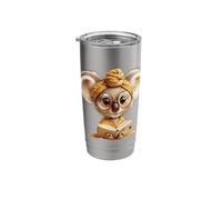 Koala Open Book Reading Animal Lover Graphic Portrait Round Stainless Steel Insulated Tumbler