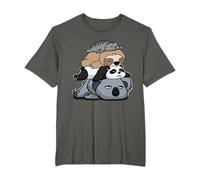 Koala Panda Sloth Cat Lazy Animal Piggyback Lover Kids Men T-Shirt