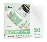 Koala Paper Inkjet Printer Sticker Paper - Clear, Glossy, 8.5x11 Inch, 50 Sheets