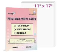 KOALA PAPER Printable Waterproof Paper for Inkjet Printer, 11x17 In 30 Sheets Matte White Vinyl Printer Paper, Non-Tearable, Durable, Quick Drying