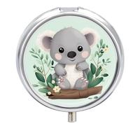 Koala Pill Box Round Portable Small Pill Case Waterproof Travel Pill Box Organizer for Pocket Purse and Daily Convenience