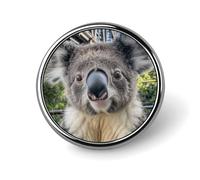 Koala Portrait Picture Badges Decorative, Durable Aluminum Alloy Round Badge, Lightweight Button Brooch for Shirts, Jackets, Hats, Uniforms 1"