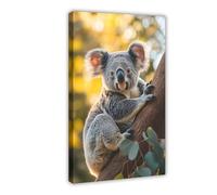 Koala Poster on Eucalyptus Tree Canvas Poster Bedroom Decor Landscape Office Room Decor Gift 12" L X 18" W