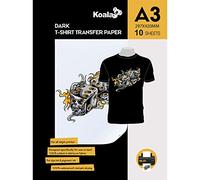 KOALA Premium Inkjet Iron On T Shirt Transfer Paper for Black and Dark Fabrics x 10 Sheets, A3. Vivid, Long-lasting Images. Easy to Use