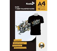 KOALA Premium Inkjet Iron On T Shirt Transfer Paper for Black and Dark Fabrics x 10 Sheets, A4. Vivid, Long-Lasting Images. Easy to Use