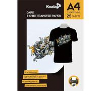 KOALA Premium Inkjet Iron On T Shirt Transfer Paper for Black and Dark Fabrics x 25 Sheets, A4. Vivid, Long-Lasting Images. Easy to Use