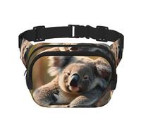 Koala print Fanny Pack Waist Packs with Extender for Men Women, Waist Bag Hip Pack with Zipper Pockets, Black, One Size
