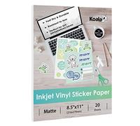 Koala Printable Vinyl Sticker Paper for Inkjet Printer - 20 Sheets Matte White Vinyl Sticker Paper, Waterproof Sticker Paper 8.5x11 Inch, Work with Cutting Machine