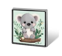 Koala Printed Square Badge Metal Button Badge Decorative Button Brooch Lapel Pins Bag Hat Accessories for Women Men Aluminum