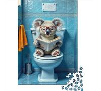 Koala Reading Toilet 1000 Piece Thickened Paper Jigsaw Puzzle Adults Relaxation Hobby Brain Teaser 70x50cm/1000pcs
