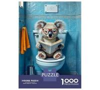 Koala Reading Toilet 1000pc Premium Jigsaw Puzzle Puzzle for Adults Recycled Cardboard Family Puzzle Lovers Brain Training Holiday Activity Office Break 70x50cm/1000pcs