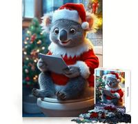 Koala Santa on Toilet 1000 Piece Jigsaw Puzzles for Teenagers Jigsaw Creative Fun Smooth Cut Home Game Perfect Decor (50x75cm)