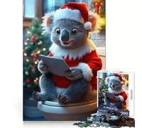Koala Santa on Toilet Jigsaw 1000 Pieces for Adults Relax Game Stress Relief Fun Challenge Premium Gift (38x26cm)