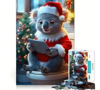 Koala Santa on Toilet Jigsaw 1000 Pieces for Adults Relax Game Stress Relief Fun Challenge Premium Gift (38x26cm)