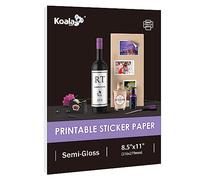 Koala Semi Glossy Sticker Paper for Inkjet & Laser Printer - 25 Sheets 8.5 x 11 Inch Printable Photo Sticker Paper, Work Well with Cutting Machine