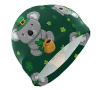 Koala Shamrock Pattern Swim Cap for Men Lightweight Cloth Cap for Pool Bathing Swimming Hat One Size